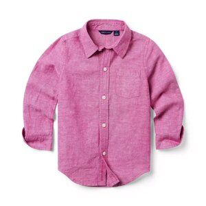 Janie and Jack Boys Red Linen Button Front Shirt, Size 4